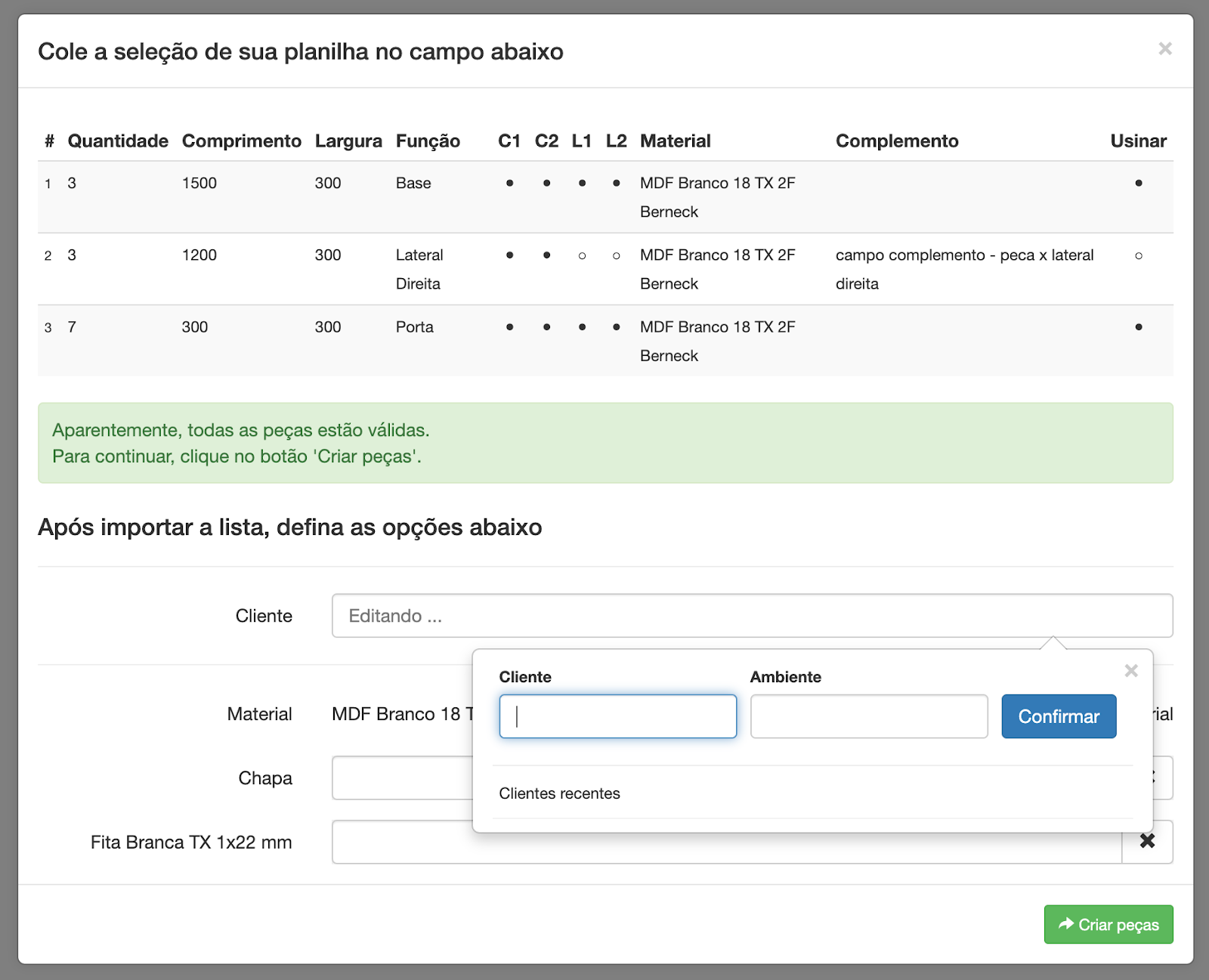 Interface Cortecloud de vinculação com materiais