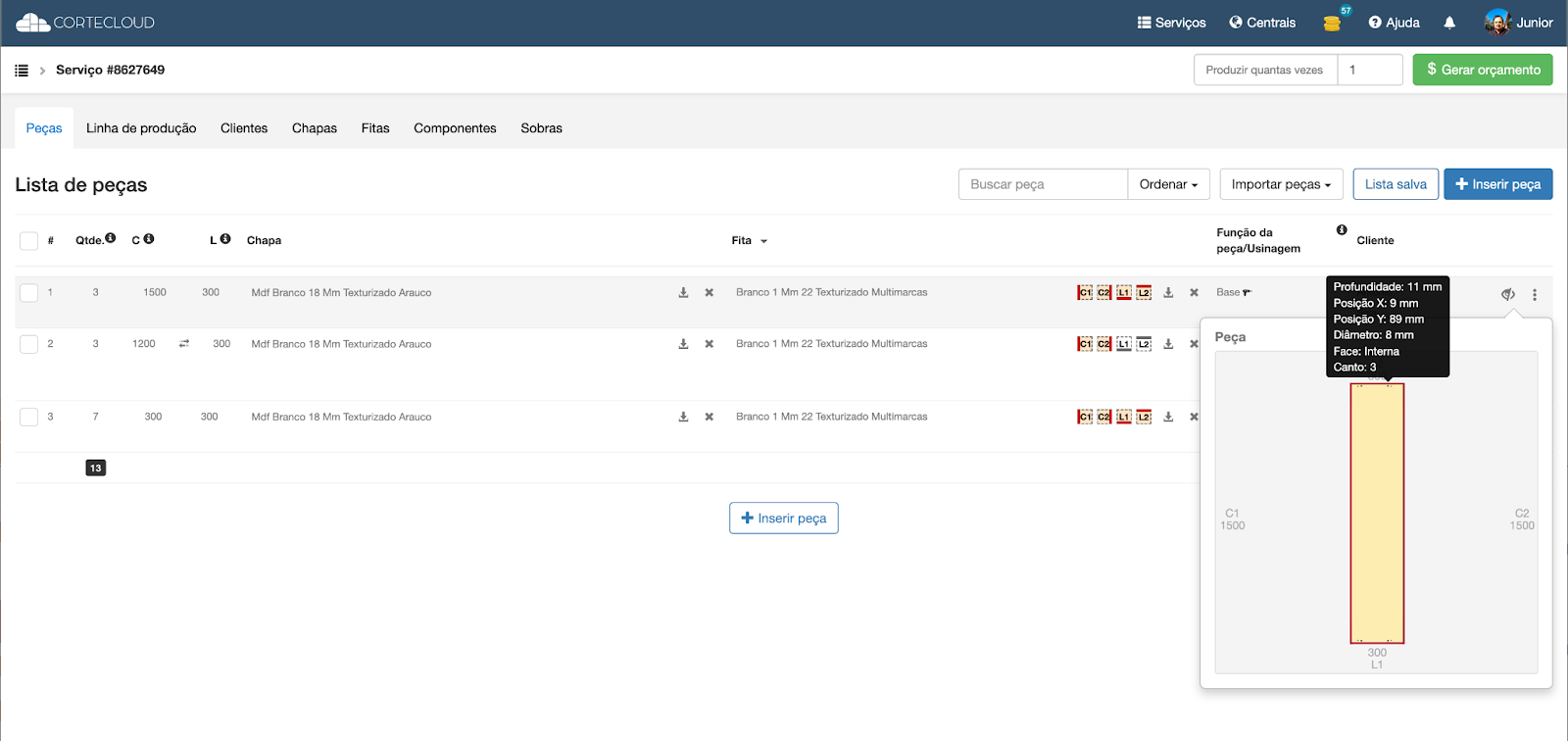 Interface Cortecloud de vinculação com materiais