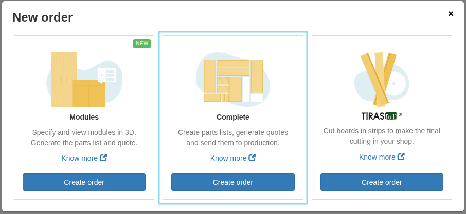 Cortecloud interface showing service options